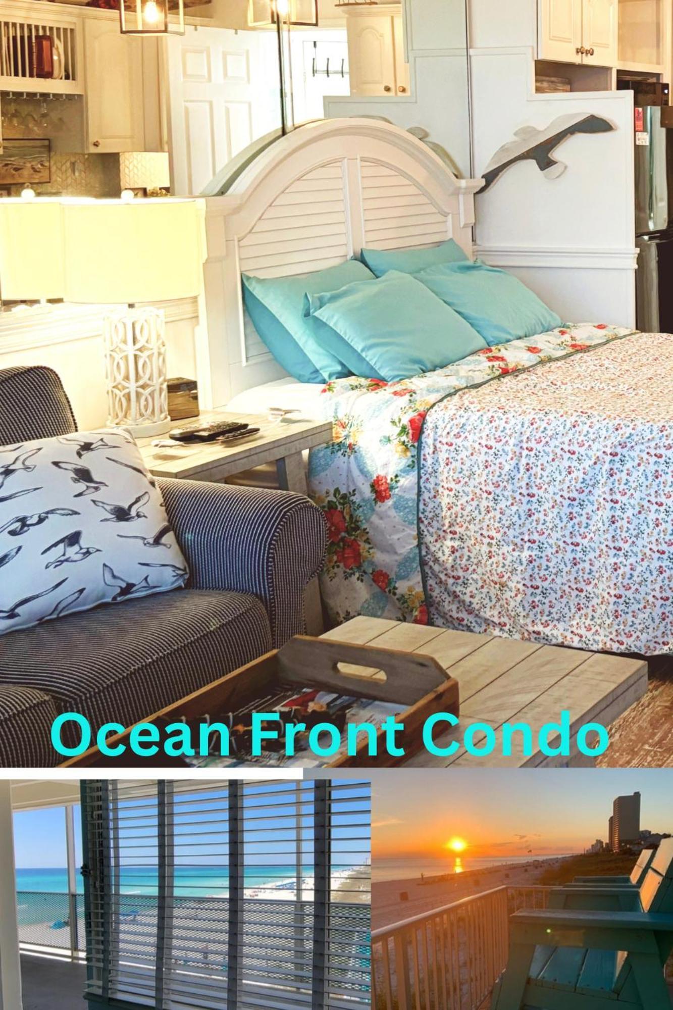 Couples Getaway, Honeymoon Sweet, Perfectly Cozy Beach Front Condo With Kitchen, Pool, Free Parking,Check-In At Door Panama City Beach Exterior photo
